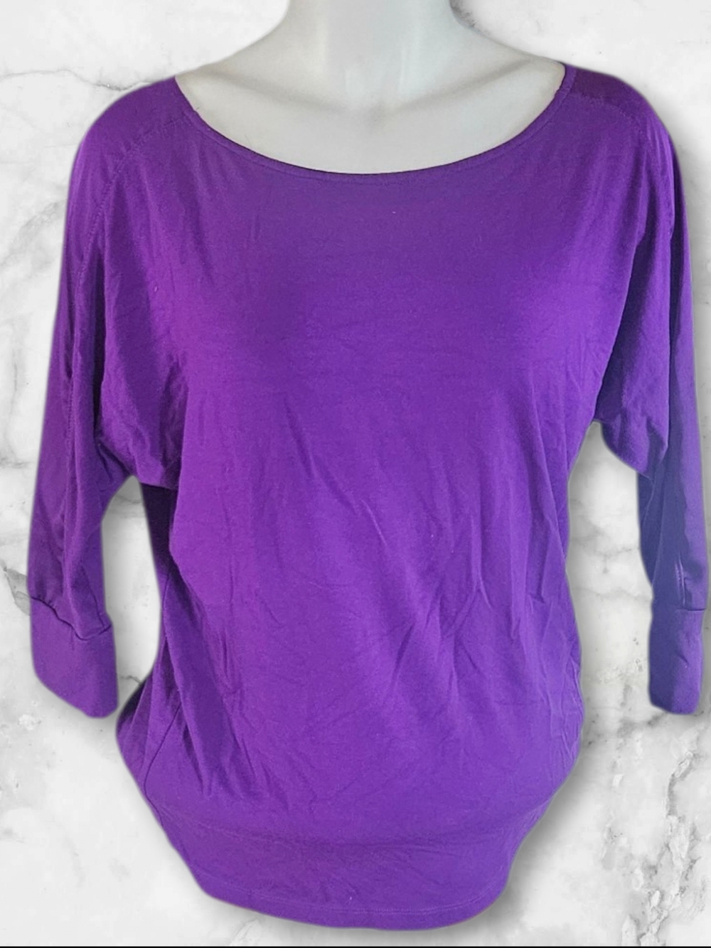 Lauren Ralph Lauren Purple Dolman Sleeve Top Size Large Stretch Blouse